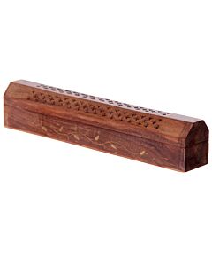 Sheesham Wood Ashcatcher Incense Burner Box Vine Design